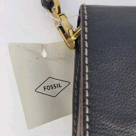 Fossil Women's Jori Wallet On Chain Black Crossbody SHB3155001 Flap Leather Club - Picture 4 of 11